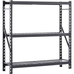Edsal - 3 Shelf Starter Unit Wire Deck Open Steel Shelving - 4,500 Lb Capacity, 77" Wide x 72" High x 24" Deep, Black - Industrial Tool & Supply