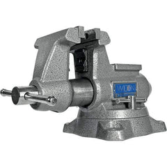Wilton - 4-1/2" Jaw Width, 4" Opening Capacity, 3-1/2" Throat Depth, Iron Swivel Bench Vise - Double Lockdown Base Attachment, Anvil, 15-13/32" Long x 9-13/32" Wide x 8" High - Industrial Tool & Supply