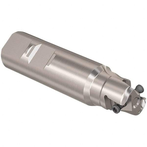 Seco - 1" Cut Diam, 12mm Max Depth of Cut, 1" Shank Diam, 4" OAL, Indexable Square Shoulder Slot Milling End Mill - LOEX12 Inserts, Weldon Shank, 90° Lead Angle, Through Coolant, Series 217.94-12 - Industrial Tool & Supply