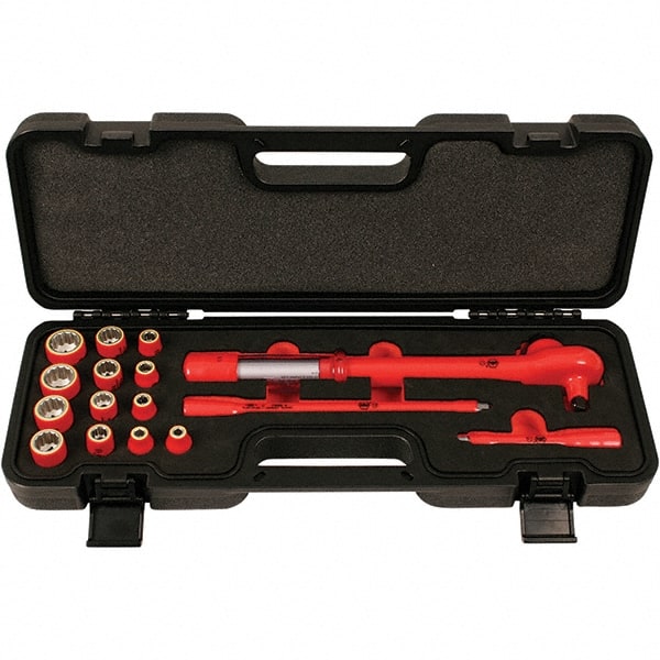 Wiha - 16 Piece Adjustable Torque Wrench & Socket Set - Industrial Tool & Supply