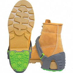 Winter Walking - Size 12.5-16, Strap-On Cleat - Tungsten Carbide Stud Traction, Green & Gray - Industrial Tool & Supply