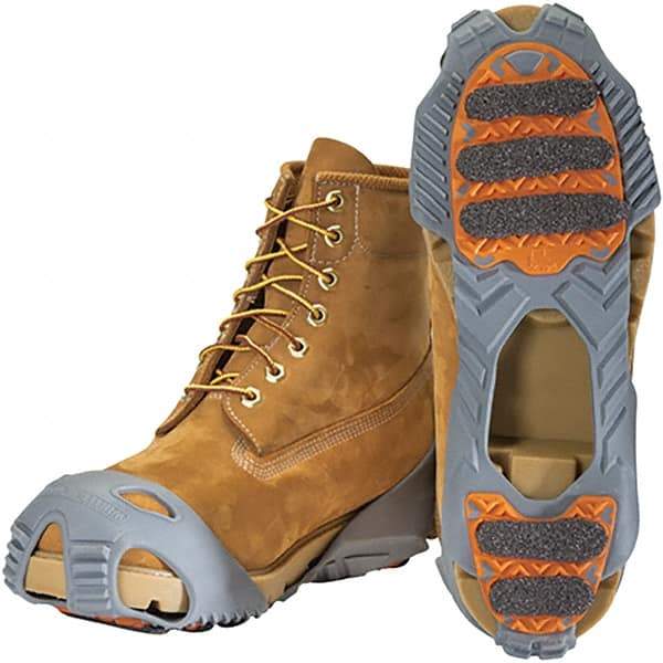Winter Walking - Size 9.5-11, (Women's Size 11.5+) Overshoe Cleat - Grit Traction, Orange & Gray - Industrial Tool & Supply