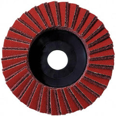 Metabo - 60 Grit, 5" Disc Diam, 7/8" Center Hole, Type 29 Aluminum Oxide Flap Disc - 12,225 Max RPM, Fiberglass Backing, Arbor Attaching System, Coated & Non-Woven Combo - Industrial Tool & Supply
