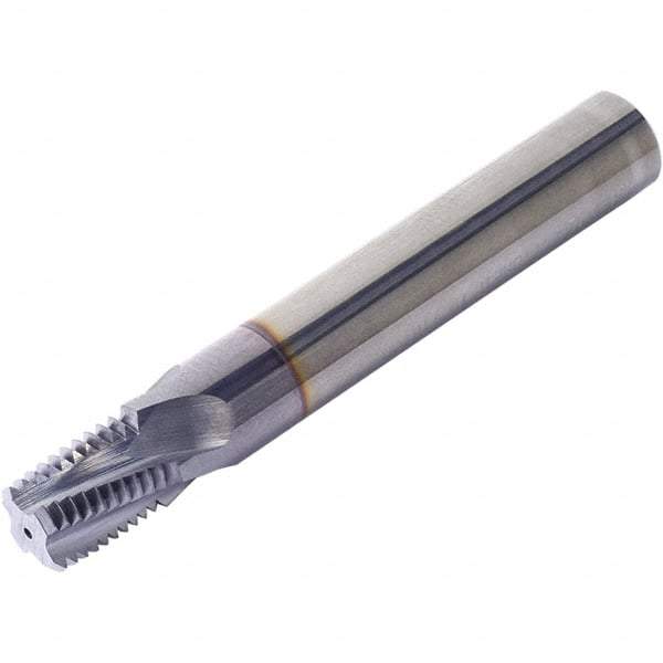 Vargus - 2-1/2-8 NPT, 19.6mm Cutting Diam, 4 Flute, Solid Carbide Helical Flute Thread Mill - Internal/External Thread, 33.34mm LOC, 102mm OAL, 20mm Shank Diam - Industrial Tool & Supply