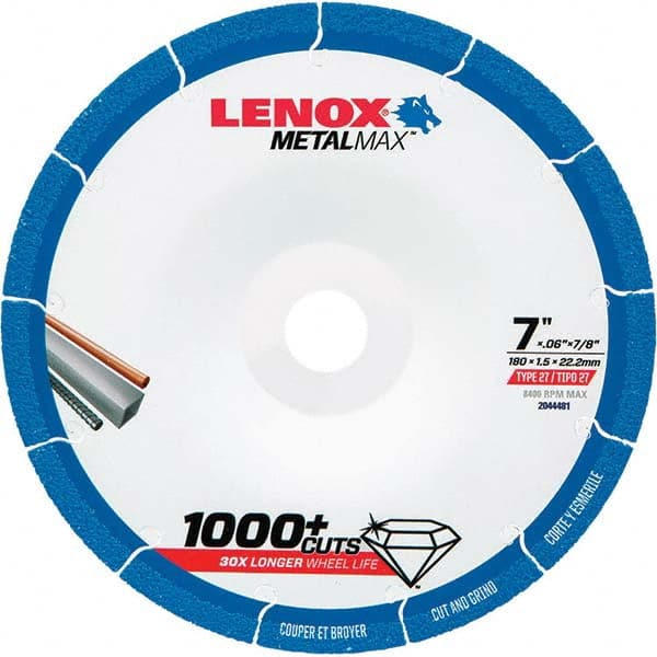 Lenox - Depressed-Center Wheels Wheel Diameter (Inch): 7 Wheel Thickness (Decimal Inch): 0.0600 - Industrial Tool & Supply