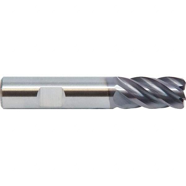 M.A. Ford - 1", 5 Flute, Single End, Solid Carbide, 0.09" Corner Radius End Mill - 4" OAL, 38° Helix, Right Hand Flute, 1-1/2" LOC, Right Hand Cut - Industrial Tool & Supply