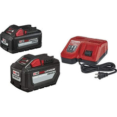 Milwaukee Tool - 18 Volt, 2 Battery Lithium-Ion Power Tool Charger - AC Wall Outlet Power Source, Batteries Included - Industrial Tool & Supply