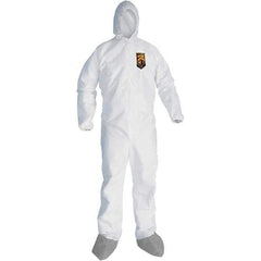 KleenGuard - Size 3XL Microporous Film Laminate General Purpose Coveralls - White, Zipper Closure, Elastic Cuffs, with Boots, Serged Seams - Industrial Tool & Supply