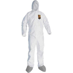 KleenGuard - Size XL Microporous Film Laminate General Purpose Coveralls - White, Zipper Closure, Elastic Cuffs, with Boots, Serged Seams - Industrial Tool & Supply