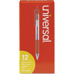 UNIVERSAL - Pens & Pencils Type: Comfort Grip Retractable Pen Color: Red - Industrial Tool & Supply