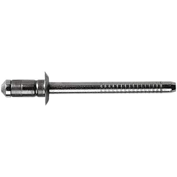 STANLEY Engineered Fastening - Size 6 Dome Head Stainless Steel Open End Blind Rivet - Steel Mandrel, 0.0591" to 0.1378" Grip, 3/16" Head Diam, 0.1929" to 0.2008" Hole Diam, 3.2" Body Diam - Industrial Tool & Supply
