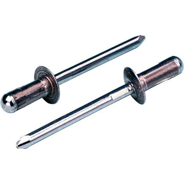 STANLEY Engineered Fastening - Size 5 Dome Head Aluminum Open End Blind Rivet - Steel Mandrel, 0.0472" to 0.248" Grip, 5/32" Head Diam, 0.161" to 0.1661" Hole Diam, 2.121" Body Diam - Industrial Tool & Supply