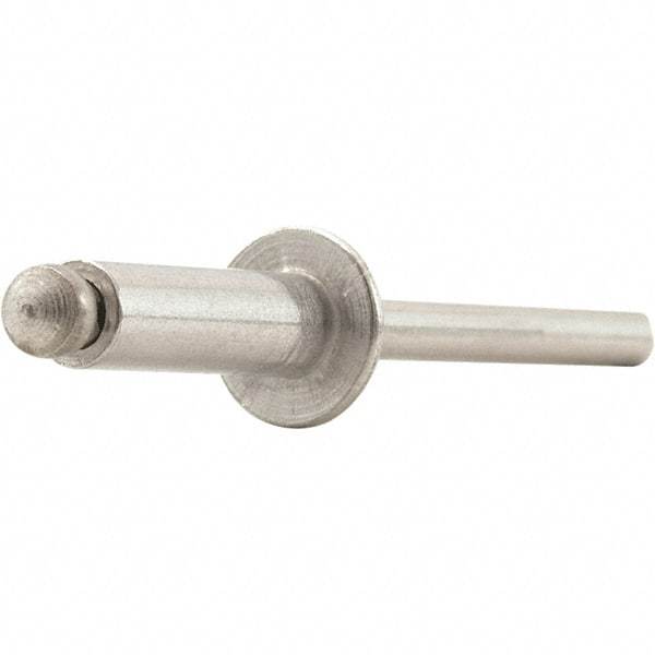 STANLEY Engineered Fastening - Size 4 Dome Head Aluminum Open End Blind Rivet - Steel Mandrel, 0.313" to 3/8" Grip, 1/8" Head Diam, 0.129" to 0.133" Hole Diam, 0.078" Body Diam - Industrial Tool & Supply