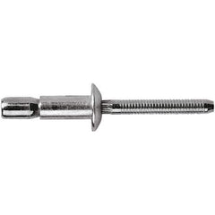 STANLEY Engineered Fastening - Size 8 Dome Head Stainless Steel Structural with Locking Stem Blind Rivet - Stainless Steel Mandrel, 0.08" to 3/8" Grip, 1/4" Head Diam, 0.261" to 0.276" Hole Diam, 0.153" Body Diam - Industrial Tool & Supply