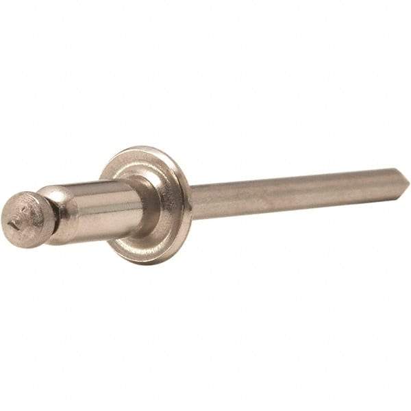 STANLEY Engineered Fastening - Size 5 Dome Head Stainless Steel Open End Blind Rivet - Stainless Steel Mandrel, 0.251" to 3/8" Grip, 5/32" Head Diam, 0.16" to 0.164" Hole Diam, 0.097" Body Diam - Industrial Tool & Supply