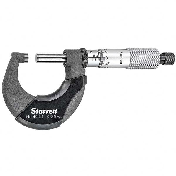 Starrett - Mechanical Outside Micrometers Minimum Measurement (mm): 0.00 Maximum Measurement (mm): 25.00 - Industrial Tool & Supply