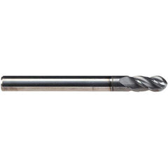 Emuge - 1/4" Diam, 3/4" LOC, 4 Flute Solid Carbide Ball End Mill - AlCr Finish, Single End, 2-1/2" OAL, 1/4" Shank Diam, Ball Flute - Industrial Tool & Supply