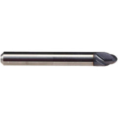 Emuge - 3/32" Diam, 1/16" LOC, 2 Flute Solid Carbide Ball End Mill - TiAlN Finish, Single End, 2" OAL, 1/4" Shank Diam, Ball Flute - Industrial Tool & Supply