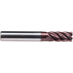 Emuge - 16mm Diam, 32mm LOC, 6 Flute Solid Carbide Roughing & Finishing End Mill - TiAlN Finish, 92mm OAL, 16mm Shank Diam, Cylindrical Shank, 38° Helix, Long Length - Industrial Tool & Supply
