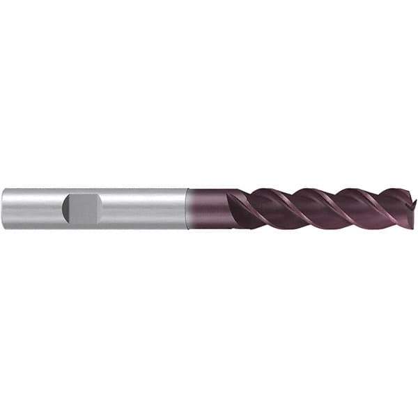 Emuge - 8mm Diam, 24mm LOC, 3 Flute Solid Carbide Roughing & Finishing End Mill - TiAlN Finish, 68mm OAL, 8mm Shank Diam, Weldon Shank, 38° Helix, Centercutting, Extra Long Length - Industrial Tool & Supply