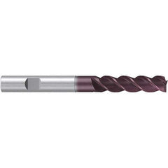 Emuge - 8mm Diam, 24mm LOC, 3 Flute Solid Carbide Roughing & Finishing End Mill - TiAlN Finish, 68mm OAL, 8mm Shank Diam, Weldon Shank, 38° Helix, Centercutting, Extra Long Length - Industrial Tool & Supply