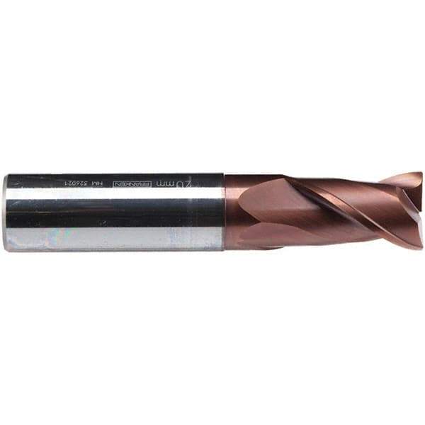 Emuge - 8mm Diam, 16mm LOC, 2 Flute Solid Carbide Roughing & Finishing End Mill - TiAlN Finish, 63mm OAL, 8mm Shank Diam, Cylindrical Shank, 38° Helix, Centercutting, Long Length - Industrial Tool & Supply