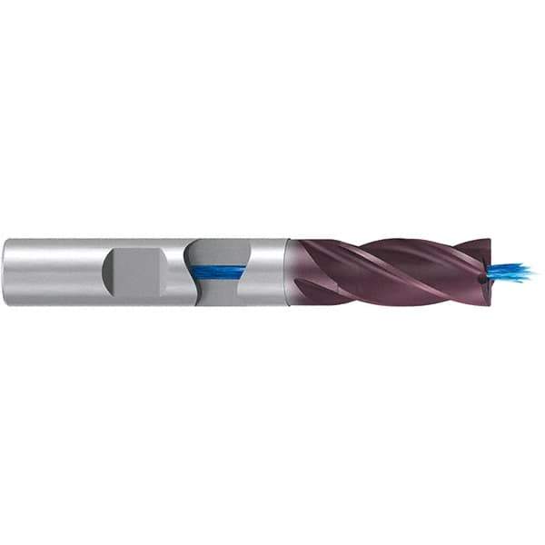 Emuge - 20mm Diam, 38mm LOC, 4 Flute Solid Carbide Roughing & Finishing End Mill - TiAlN Finish, 104mm OAL, 20mm Shank Diam, Weldon Shank, 38° Helix, Long Length - Industrial Tool & Supply
