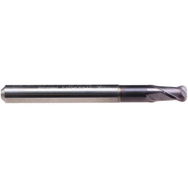 Emuge - 3/32" Diam, 1/8" LOC, 2 Flute Solid Carbide Roughing & Finishing End Mill - TiAlN Finish, 2" OAL, 1/4" Shank Diam, Cylindrical Shank, 30° Helix, Stub Length - Industrial Tool & Supply