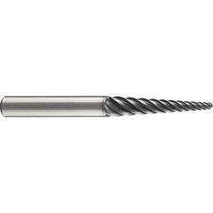 Emuge - 4° Taper Angle per Side, 2mm Small End Diam, 87mm LOC, Solid Carbide 6 Flute Tapered Ball End Mill - AlCr Finish, 150mm OAL, 16mm Shank Diam, Spiral Flute, 38° Helix - Industrial Tool & Supply