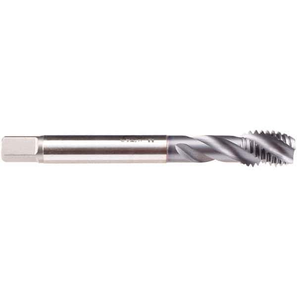 Emuge - M18x2.50 M 3 Flute 6H Modified Bottoming Spiral Flute Tap - High Speed Steel, TiCN Finish, 125mm OAL, Right Hand Flute, Right Hand Thread, Series C4939300 - Exact Industrial Supply