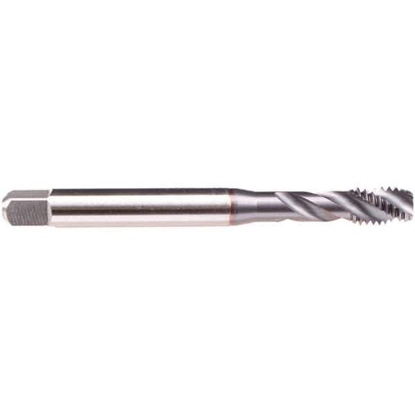 Emuge - #12-28 UNF 3 Flute 2B/3B Modified Bottoming Spiral Flute Tap - High Speed Steel, TiCN Finish, 3.15" OAL, Right Hand Flute, Right Hand Thread, Series BU539300 - Exact Industrial Supply