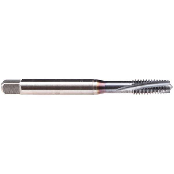 Emuge - 6-32 UNC 3 Flute BT Plug Spiral Flute Tap - High Speed Steel, TiCN Finish, 2.205" OAL, Left Hand Flute, Left Hand Thread, Series BU309600 - Exact Industrial Supply