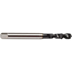 Emuge - #10-32 UNF, 2 Flute, 45° Helix, Plug Chamfer, GLT-8 Finish, High Speed Steel Spiral Flute STI Tap - Right Hand Flute, 2.756" OAL, 0.194" Shank Diam, 0.591" Thread Length, 3B Class of Fit, Series BU51S810 - Exact Industrial Supply