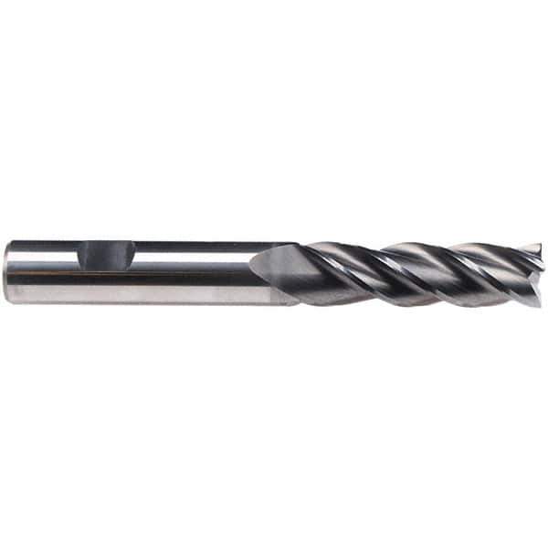 Emuge - 3/4" Diam, 2-1/4" LOC, 4 Flute Solid Carbide Roughing & Finishing End Mill - CrN Finish, 5" OAL, 3/4" Shank Diam, Weldon Shank, 38° Helix, Centercutting, Stub Length - Industrial Tool & Supply