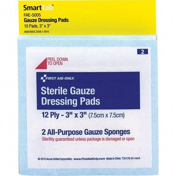 PRO-SAFE - 6-5/8" Long x 5-1/8" Wide, General Purpose Wound Care - White, Gauze Bandage - Industrial Tool & Supply