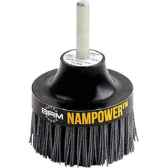 Brush Research Mfg. - 2" 180 Grit Silicon Carbide Straight Disc Brush - Medium Grade, Drive Arbor Connector, 1" Trim Length, 1/4" Shank Diam, 1/4" Arbor Hole - Industrial Tool & Supply