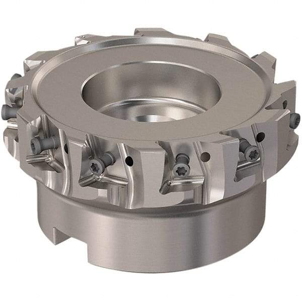 Seco - 12 Inserts, 100mm Cut Diam, 32mm Arbor Diam, 12mm Max Depth of Cut, Indexable Square-Shoulder Face Mill - 90° Lead Angle, 50mm High, LOEX12 Insert Compatibility, Through Coolant, Series 220.94-12 - Industrial Tool & Supply