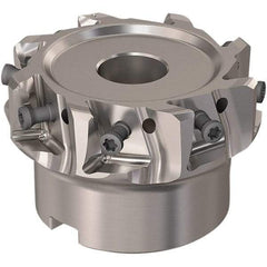 Seco - 8 Inserts, 2-1/2" Cut Diam, 19.05mm Arbor Diam, 12mm Max Depth of Cut, Indexable Square-Shoulder Face Mill - 90° Lead Angle, 40mm High, LOEX12 Insert Compatibility, Through Coolant, Series 220.94-12 - Industrial Tool & Supply