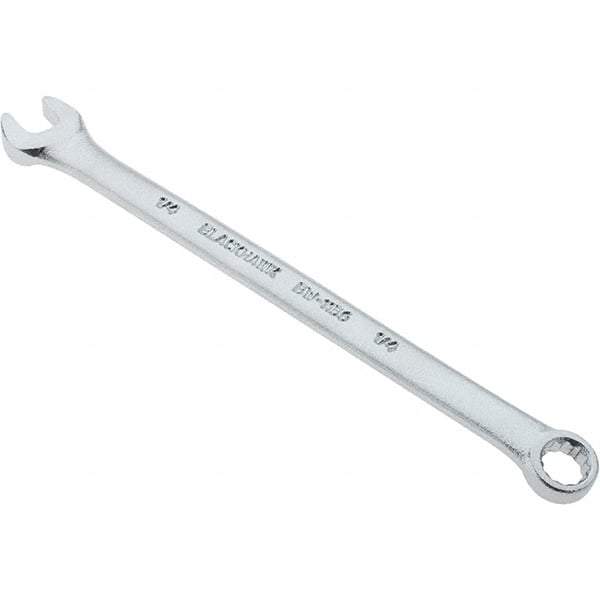 Blackhawk by Proto - 1/4" 12 Point Offset Combination Wrench - 15° Offset Angle, 4" OAL, Steel, Satin Finish - Industrial Tool & Supply