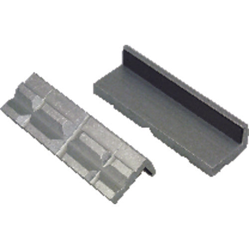 Aluminum Vise Jaw Pads - V-shaped Aluminum surFace holds Round and hex parts securely - 4″ Pad length - Industrial Tool & Supply