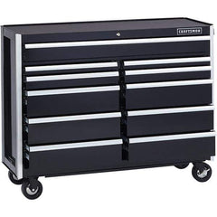 Craftsman - 11 Drawer 1,200 Lb Capacity Steel Tool Roller Cabinet - 52" Wide x 40-3/4" High x 18" Deep, Roller Bearing Drawer Slides, Black - Industrial Tool & Supply