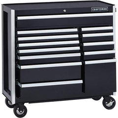 Craftsman - 13 Drawer 1,200 Lb Capacity Steel Tool Roller Cabinet - 41" Wide x 40-3/4" High x 18" Deep, Roller Bearing Drawer Slides, Black - Industrial Tool & Supply