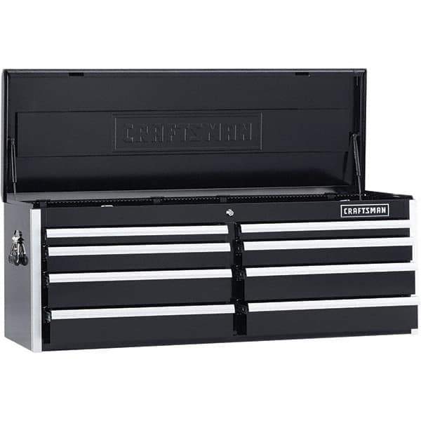 Craftsman - 1 Compartment 8 Drawer Top Tool Chest - 52-5/32" Wide x 18" Deep x 19-3/4" High, Steel, Black - Industrial Tool & Supply