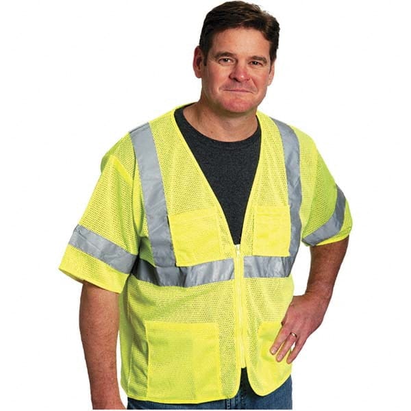 PIP - Size L Yellow Mesh General Purpose High Visibility Vest - Industrial Tool & Supply