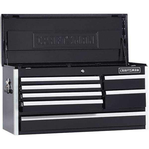 Craftsman - 1 Compartment 7 Drawer Top Tool Chest - 40-1/2" Wide x 16" Deep x 19-3/4" High, Steel, Black - Industrial Tool & Supply