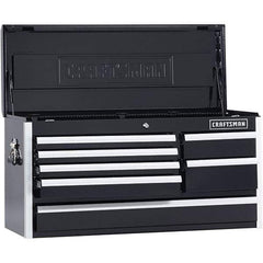 Craftsman - 1 Compartment 7 Drawer Top Tool Chest - 40-1/2" Wide x 16" Deep x 19-3/4" High, Steel, Black - Industrial Tool & Supply