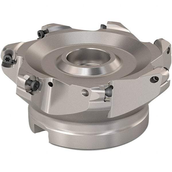 Seco - 100mm Cut Diam, 6mm Max Depth, 32mm Arbor Hole, 7 Inserts, RP..1204 Insert Style, Indexable Copy Face Mill - R220.29 Cutter Style, 8,400 Max RPM, 63mm High, Through Coolant, Series R220.29 - Industrial Tool & Supply