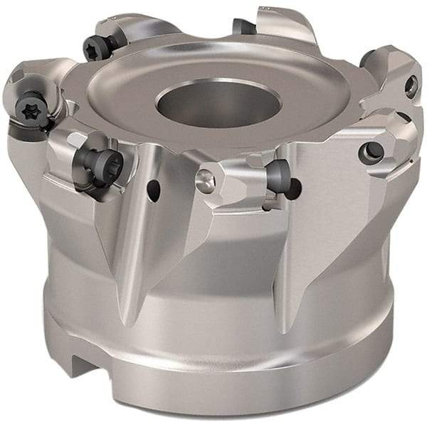 Seco - 64.2mm Cut Diam, 6mm Max Depth, 1" Arbor Hole, 7 Inserts, RP..1204 Insert Style, Indexable Copy Face Mill - R220.29 Cutter Style, 10,000 Max RPM, 2 High, Through Coolant, Series R220.29 - Industrial Tool & Supply