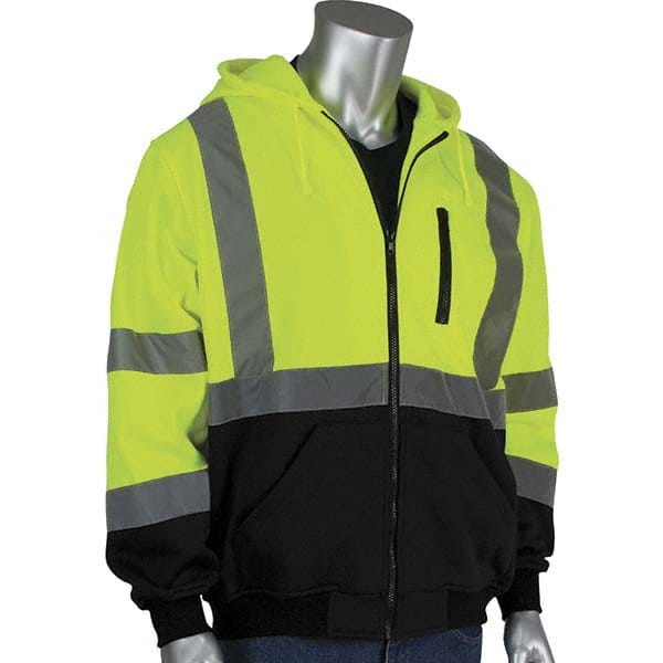 PIP - Size S Black & Hi-Vis Yellow High Visibility Long Sleeve Sweatshirt - Industrial Tool & Supply