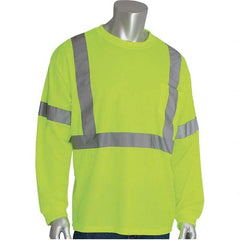 PIP - Size 5XL Hi-Vis Yellow High Visibility Long Sleeve T-Shirt - Industrial Tool & Supply